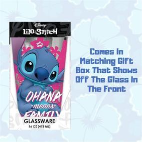 img 1 attached to 🎁 Silver Buffalo Lilo and Stitch Ohana Means Family Pint Gift Box Glass, 16-Ounce – Blue and Pink