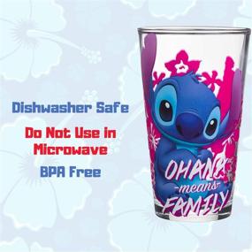 img 2 attached to 🎁 Silver Buffalo Lilo and Stitch Ohana Means Family Pint Gift Box Glass, 16-Ounce – Blue and Pink