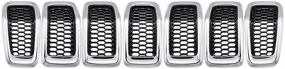 img 4 attached to 🚙 Enhance Your Jeep Cherokee's Style with Astra Depot Black Mesh Grille + Chrome Moulding Trim Insert Kit (2014-2018, 4-Door, 7pcs)