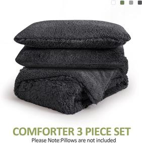 img 2 attached to 🛏️ Uttermara Queen Comforter Set: Fluffy Shaggy Faux Fur, Ultra Soft Sherpa Bedding, 3-Piece Luxury Set, Dark Grey