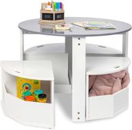 🪑 milliard kids table and chair set - round nesting design with 4 storage stools - perfect for playrooms and classrooms logo