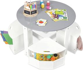 img 3 attached to 🪑 Milliard Kids Table and Chair Set - Round Nesting Design with 4 Storage Stools - Perfect for Playrooms and Classrooms