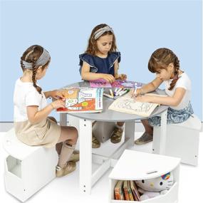 img 2 attached to 🪑 Milliard Kids Table and Chair Set - Round Nesting Design with 4 Storage Stools - Perfect for Playrooms and Classrooms