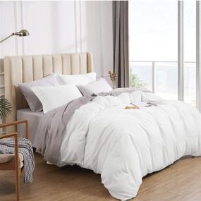 img 4 attached to 🛏️ Bedsure Queen Size White Duvet Cover - Soft Brushed Microfiber Queen Duvet Cover Set with Zipper Closure - 3 Piece Set includes 1 Duvet Cover 90x90 inches and 2 Pillow Shams