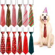 🎅 12 pieces christmas large dog ties xmas pet neckties with xmas tree, snowman, and snowflake patterns - perfect for christmas party dog grooming and accessories логотип