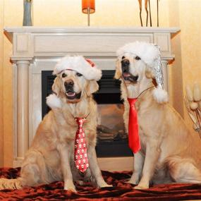 img 2 attached to 🎅 12 Pieces Christmas Large Dog Ties Xmas Pet Neckties with Xmas Tree, Snowman, and Snowflake Patterns - Perfect for Christmas Party Dog Grooming and Accessories