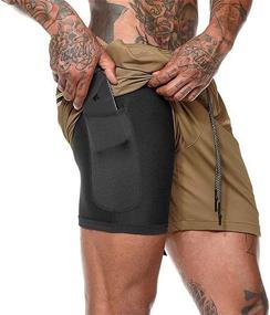 img 4 attached to 🏃 2-in-1 Men's Running Shorts with Zipper Phone Pockets - Ideal for Workout, Training, Yoga, Gym, and Sports