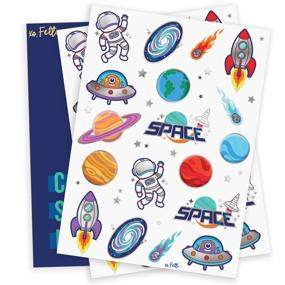 img 3 attached to 🚀 xo, Fetti: 36 Glitter Space + Planets Temporary Tattoos for Kids - Alien Birthday Party Supplies, Astronaut Favors + Rocketship Decorations