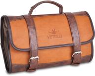 🧳 vetelli men's hanging leather toiletry bag - ideal travel companion and impressive gift logo