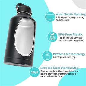 img 3 attached to 💧 OJOJ Sports Water Bottle - 64 oz with 2 Lids, Stainless Steel Vacuum Insulated Water Jug