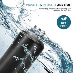 img 2 attached to 💧 OJOJ Sports Water Bottle - 64 oz with 2 Lids, Stainless Steel Vacuum Insulated Water Jug