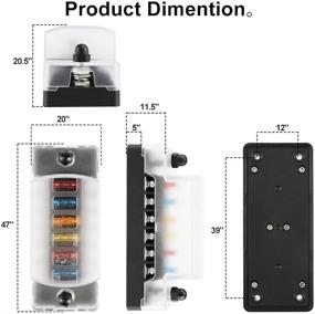 img 1 attached to 🔌 6-ти контурный блок предохранителей с отрицательным шинным соединением - HORSMILE ATC/ATO 6-позиционный блок предохранителей с заземлением, защитной крышкой, клеммами на болтах, наклейками на 70 шт., для автомобилей, катеров и морских приложений с 12 предохранителями.