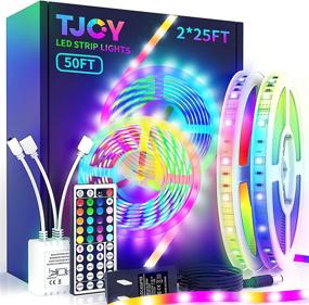 img 4 attached to Vibrant 50ft LED Strip Lights with 44 Key Remote for Bedroom Decor – Multi-Color RGB SMD5050, 12V Color-Changing Tape Light for TV, DIY Projects (25ft x 2 + Indoor Only)