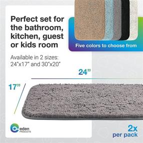 img 2 attached to 🛁 EdenHomes Chenille Bathroom Rug Mat - Set of 2, 24"x17" - Extra Soft, Non-Slip, Absorbent Shaggy Rug - Machine Washable, Quick Dry Bathmat - Luxurious Gray Plush Carpet for Bath Room Floor