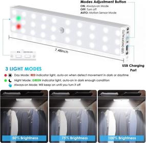 img 3 attached to 🔦 Convenient and Versatile LED Closet Light: MCGOR 3 Modes 30 LED Motion Sensor Under Cabinet Lights, Wireless Rechargeable Stick-on Anywhere Night Light Bar Perfect for Kitchen Counter, Wardrobe, Hallway, and Stairs (3 Pack)