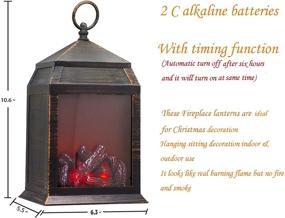 img 3 attached to 🔥 YAKii 12" H Fireplace Lantern: Super Bright LEDs, Timer & Battery Operated