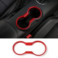 enhance your ford mustang's interior with cherocar cup holder cover frame trim (red) - 2015-2020 mustang accessories logo