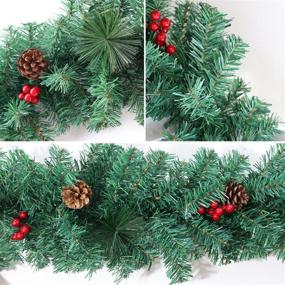 img 1 attached to SZCXTOP 9ft Artificial Christmas Garland with LED Lights - Wintry Pine Needles, Pine Cones, Berries Decor - Perfect Xmas Garland for Fireplace, Staircase Railing Decoration