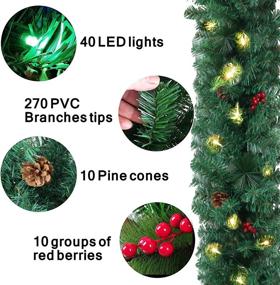 img 2 attached to SZCXTOP 9ft Artificial Christmas Garland with LED Lights - Wintry Pine Needles, Pine Cones, Berries Decor - Perfect Xmas Garland for Fireplace, Staircase Railing Decoration