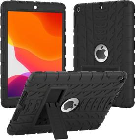 img 4 attached to High-Impact Shock Absorbent Silicone + Hard PC Bumper Protective Case for iPad 📱 6th Generation, iPad 9.7 Case 2018 (9.7'' Air 1st/5th/6th 2017/2018) - Black / Black