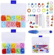 🧶 complete 385-piece stitch markers knitting kit: plastic locking stitch needle clips, row counters, split rings, holders, protectors/stoppers logo