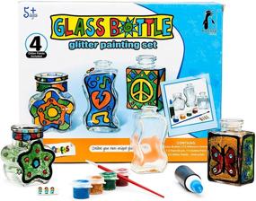 img 4 attached to 🎨 Stained Glass Bottles Painting DIY Kit for All Ages - Arts and Crafts Set to Paint Glass Décor, Personalize Vases, and Complete Craft Project for Adults, Kids, Boys, and Girls