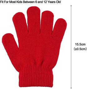 img 3 attached to 🧤 Kids Winter Gloves: 4 Pairs of Menoly Knit Gloves, Warm & Stretchy Full Finger Magic Gloves for Girls, Boys, and Teens - Available in 4 Colors