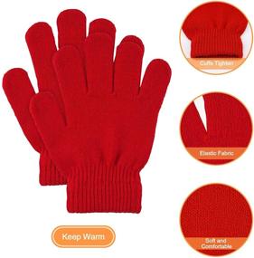 img 2 attached to 🧤 Kids Winter Gloves: 4 Pairs of Menoly Knit Gloves, Warm & Stretchy Full Finger Magic Gloves for Girls, Boys, and Teens - Available in 4 Colors