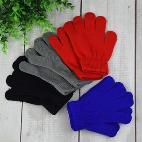 img 1 attached to 🧤 Kids Winter Gloves: 4 Pairs of Menoly Knit Gloves, Warm & Stretchy Full Finger Magic Gloves for Girls, Boys, and Teens - Available in 4 Colors