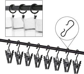 img 1 attached to Magnolian 100 Pack Party Light Hanger: Sturdy Metal Clips for Easy Hanging of String Lights. Perfect for Outdoor Parties and Shower Curtain Decorations, in Sleek Black