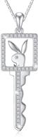 🐰 925 sterling silver playboy necklace with bunny key pendant, 5a cubic zirconia, 18+2 box chain logo