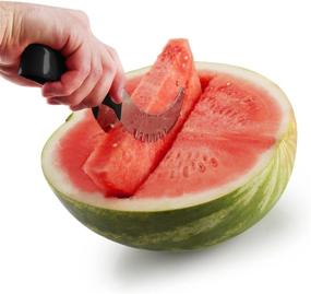 img 2 attached to 🍉 Stainless Steel Watermelon Slicer Set - Premium Fruit Carving Kitchen Utensil Kit with Watermelon Slicing Tool & Fruit Carving Knife/Spoon - Ideal for Salads and Desserts - Unique Box Packaging