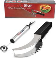 🍉 stainless steel watermelon slicer set - premium fruit carving kitchen utensil kit with watermelon slicing tool & fruit carving knife/spoon - ideal for salads and desserts - unique box packaging logo