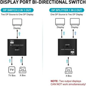 img 3 attached to 🖥️ Avedio Переключатель Displayport - 8K@30Гц Двунаправленный DP 1.4 Переключатель - двунаправленный селектор переключателя DP 2x1 или 1x2 - 4K@120Гц Ручной Разделитель дисплея порта - 2 в 1 Из для компьютерного монитора, проектора, телевизора.