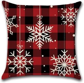 img 1 attached to 🎅 AUSTARK Christmas Throw Pillow Covers Set of 4 – Linen Decorative Pillowcase, 18x18 Inch Square Cushion Case for Sofa Couch Bed Outdoors, Plaid Red