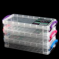 large capacity clear pencil box, stackable translucent paint brush storage box for pencils and watercolor pens, office supplies organizer box, 8.5 x 1.7 x 4 inches, pack of 3 logo