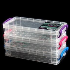 img 4 attached to Large Capacity Clear Pencil Box, Stackable Translucent Paint Brush Storage Box for Pencils and Watercolor Pens, Office Supplies Organizer Box, 8.5 x 1.7 x 4 Inches, Pack of 3