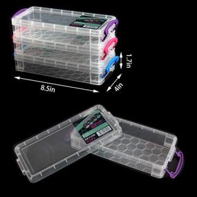 img 3 attached to Large Capacity Clear Pencil Box, Stackable Translucent Paint Brush Storage Box for Pencils and Watercolor Pens, Office Supplies Organizer Box, 8.5 x 1.7 x 4 Inches, Pack of 3