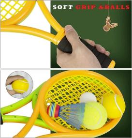 img 1 attached to 🎾 STSTECH Kids Tennis Rackets: Complete 12 in 1 Gift Set for Children with Carrying Bag, Soft Training Balls, and Badminton Birdies - Perfect for Outdoor and Indoor Sports