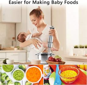 img 2 attached to 🔪 FUMONCHY 800W Hand Blender, Multifunctional Immersion Blender for Baby Food, Sauces, Soup - Stick Blender with 500ml Food Grinder, 600ml Container, Milk Frother, Egg Whisk, Silicone Spatula - BPA-Free