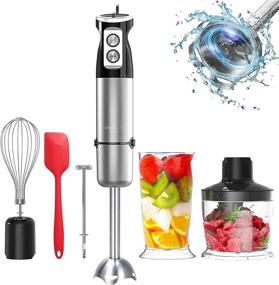 img 4 attached to 🔪 FUMONCHY 800W Hand Blender, Multifunctional Immersion Blender for Baby Food, Sauces, Soup - Stick Blender with 500ml Food Grinder, 600ml Container, Milk Frother, Egg Whisk, Silicone Spatula - BPA-Free