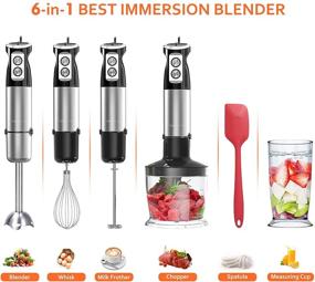 img 1 attached to 🔪 FUMONCHY 800W Hand Blender, Multifunctional Immersion Blender for Baby Food, Sauces, Soup - Stick Blender with 500ml Food Grinder, 600ml Container, Milk Frother, Egg Whisk, Silicone Spatula - BPA-Free