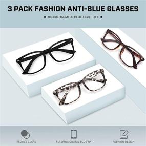 img 3 attached to Protect Your Eyes with STORYCOAST 3 Pack Blue Light Blocking Glasses for Computer Gaming - Unisex Square Anti Eye Fatigue Glasses