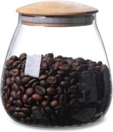 moladri 800ml/26oz clear glass storage canister with airtight bamboo lid - modern and cute round container jar for coffee, spices, candies, and more! логотип