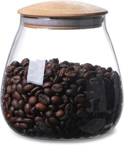 img 4 attached to MOLADRI 800ML/26Oz Clear Glass Storage Canister with Airtight Bamboo Lid - Modern and Cute Round Container Jar for Coffee, Spices, Candies, and More!