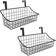 🐱 lelecat basket: grid storage hook basket for door or railing - small, black (2 pack) логотип