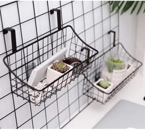 img 1 attached to 🐱 LeleCAT Basket: Grid Storage Hook Basket for Door or Railing - Small, Black (2 Pack)