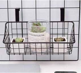 img 3 attached to 🐱 LeleCAT Basket: Grid Storage Hook Basket for Door or Railing - Small, Black (2 Pack)