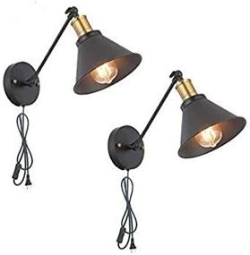 img 3 attached to 💡 Hoxiya Adjustable Arm Wall Sconces Set: Black Metal Edison Sconces for Bedroom, Living Room, Kitchen & Dining Room