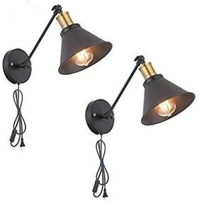 img 1 attached to 💡 Hoxiya Adjustable Arm Wall Sconces Set: Black Metal Edison Sconces for Bedroom, Living Room, Kitchen & Dining Room